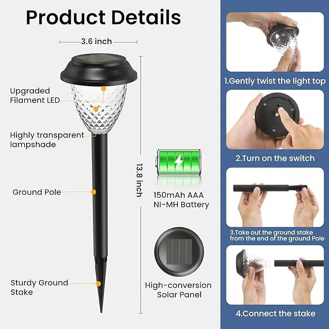 SOLPEX Solar Lights for Outside,12 Pack Solar Lights Outdoor Waterproof,Warm White Outdoor Solar Lights for Yard,Garden,Pathway,Patio and Landscape Lighting Decor by GreenHaven Gardens