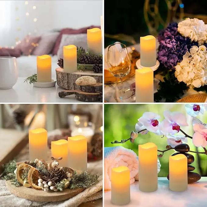 Metaku Flameless Flickering LED Candles Set of 12 - Battery Operated Ivory with Remote & Timer for Halloween, Christmas, Bedroom, Home, Wedding, Birthday Decoration D2.2'' x H4''5''6''7'' by GreenHaven Gardens