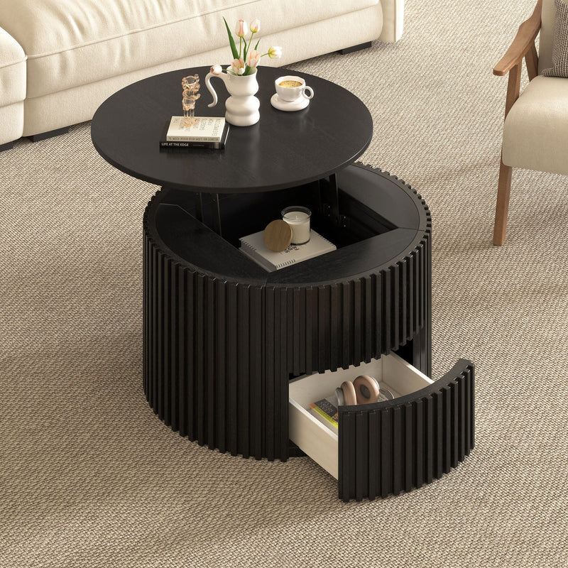 Round Lift Top Coffee Table With Hidden Storage For Living Room by HouseOfZazla