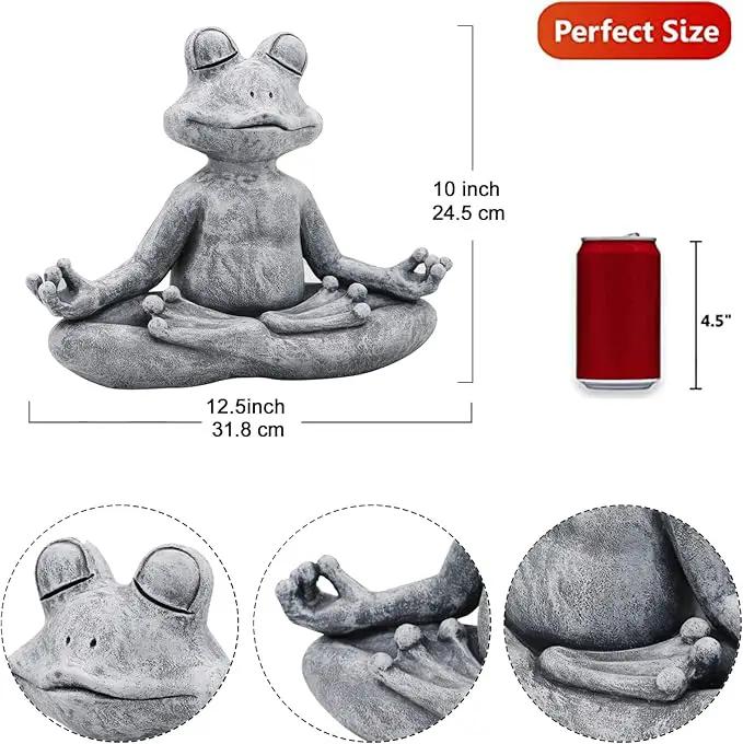Goodeco 12.5" L×10" H Meditating Yoga Frog Statue - Gifts for Women/Mom, Zen Garden Frog Figurines for Home and Garden Decor, Frog Decorations Gift Ideas, Frog Gifts for Women by GreenHaven Gardens