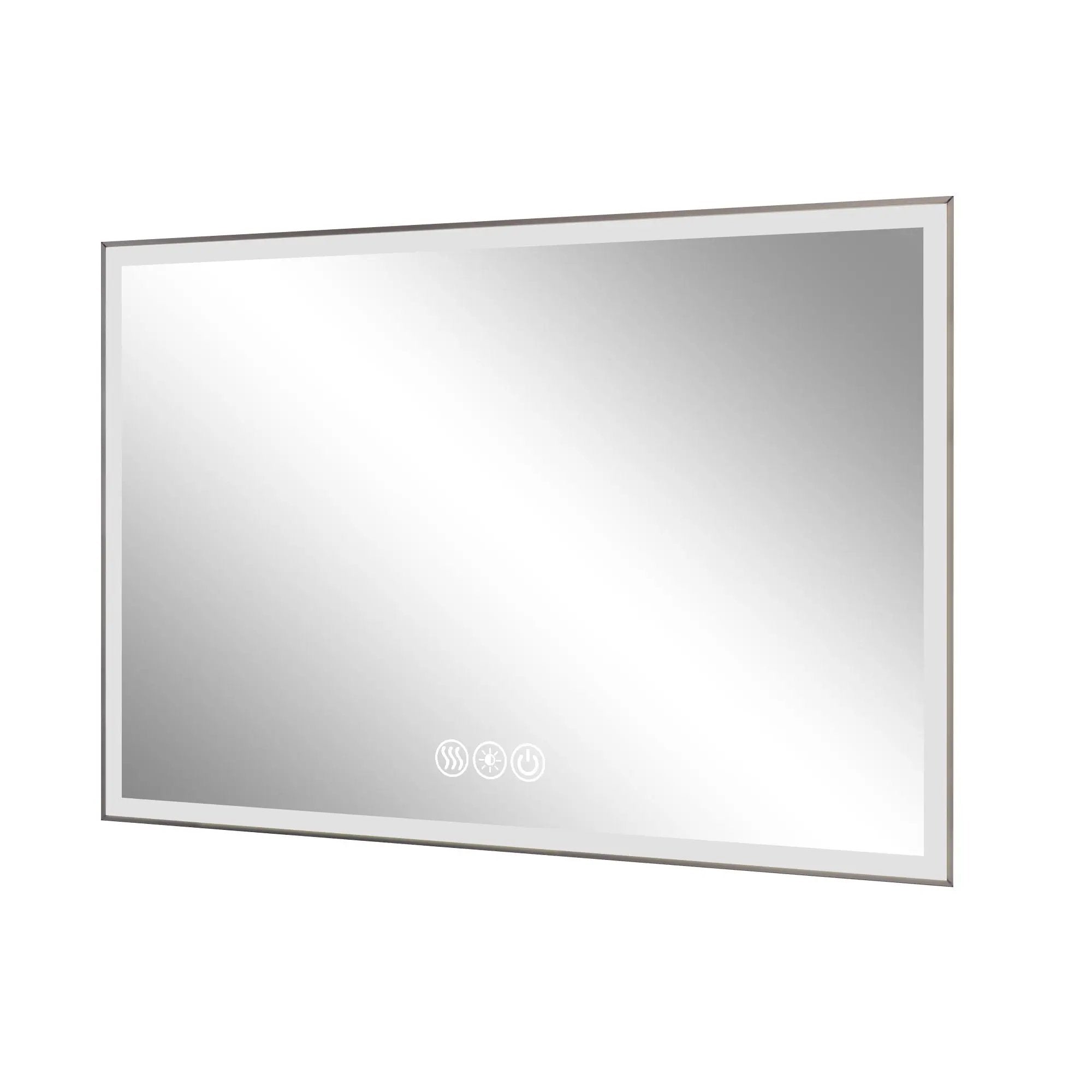 Modern LED Bathroom Vanity Mirror With Aluminum Frame, 45° Beveled Lights, Anti Fog - Silver by Unique Piece Furniture