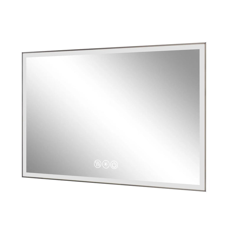 Modern LED Bathroom Vanity Mirror With Aluminum Frame, 45° Beveled Lights, Anti Fog - Silver by Unique Piece Furniture