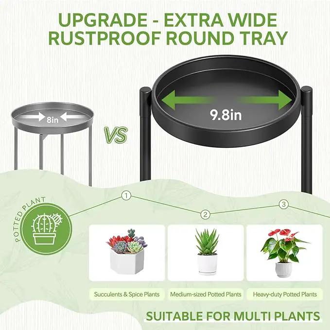 iDavosic.ly 4 Tier Large Plant Stand Indoor with 10 Inch Wide Tray, Tiered Corner Metal Outdoor Flower Display Holder Shelf, Folding Tall Rack for Patio Porch Living Room, Modern Black by GreenHaven Gardens