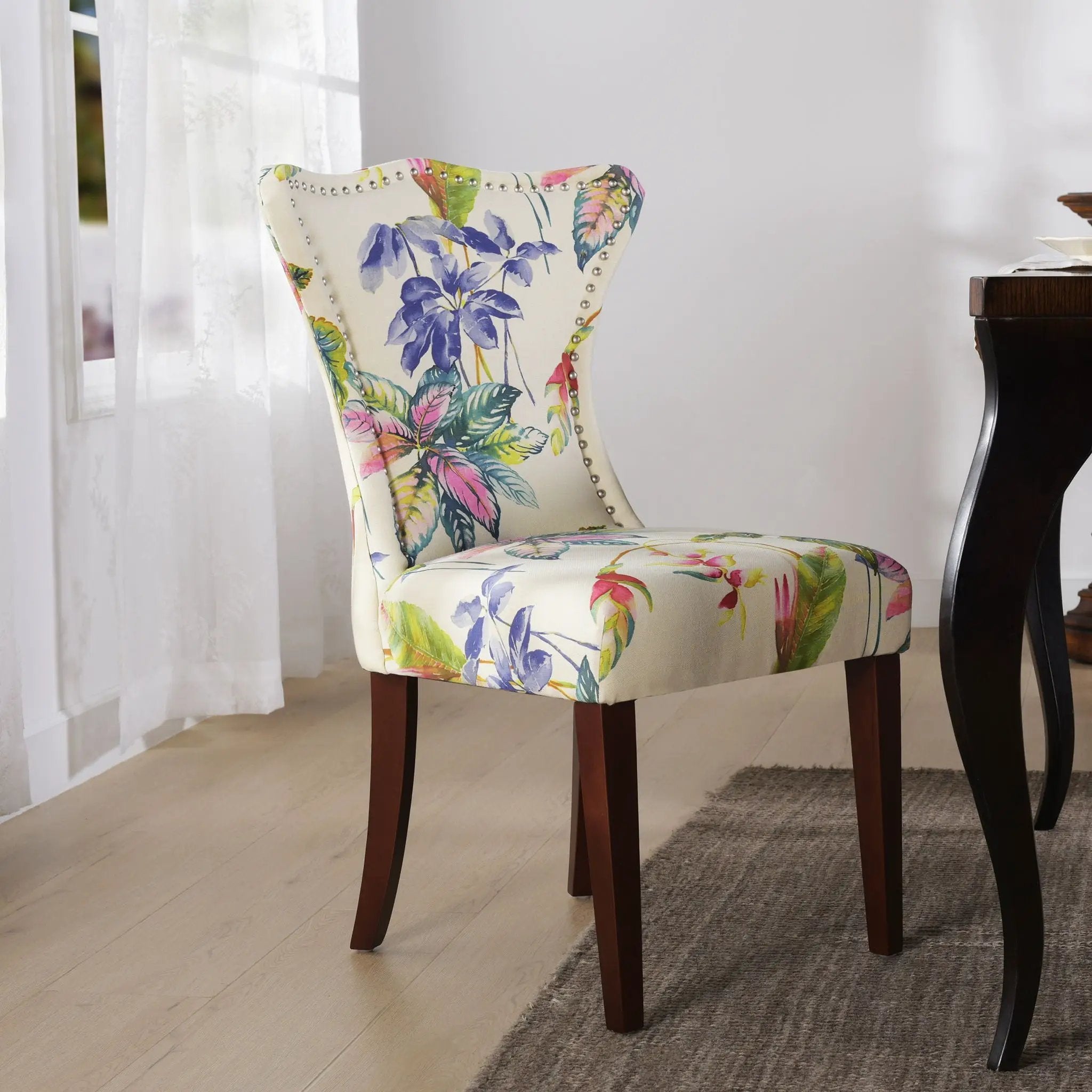 Paradise - Upholstered Accent Chair Printed On - Off-White Floral by Unique Piece Furniture
