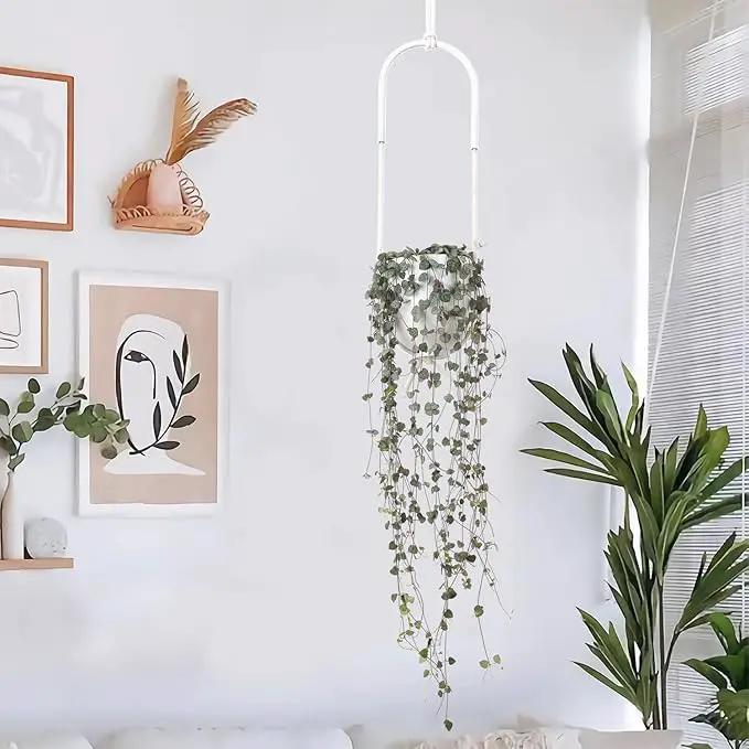Boho Hanging Planter for Indoor Outdoor Plants Modern Wall and Ceiling Hanging Plant Basket Holder Hanger for Vines Succulents Ferns Room Decor(White) by GreenHaven Gardens