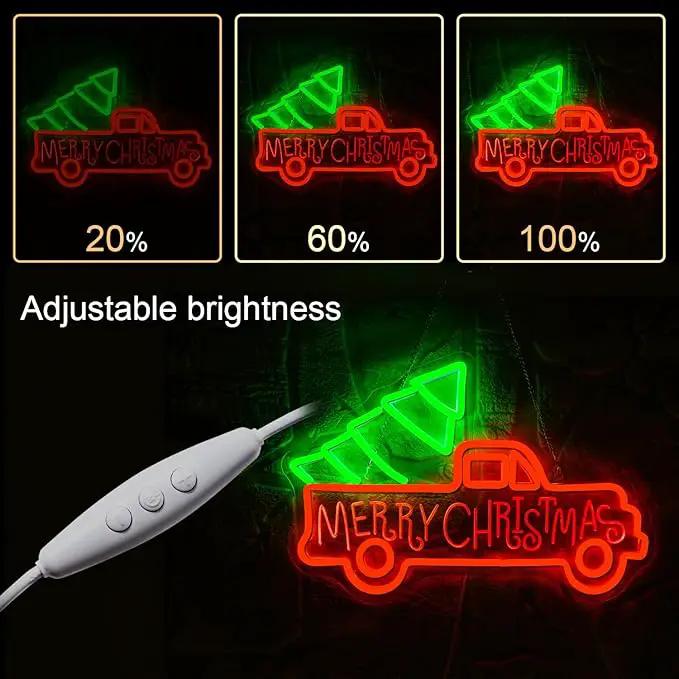 WLHOPE Christmas Truck Neon Sign,Merry Christmas Neon Signs for Wall Decor,Dimmable Merry Christmas Led Signs for Christmas Party Backdrop Bedroom Window Bar Club Shop,Christmas Gift Decoration by GreenHaven Gardens