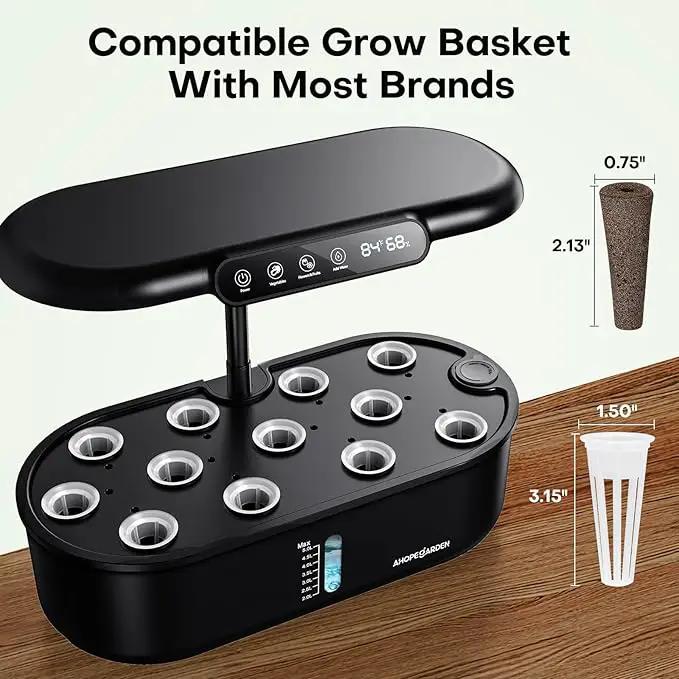 Ahopegarden Hydroponics Growing System kit Indoor Garden, 12 Pods Plant herb Garden with LCD Environmental Detection Germination Vegetable LED Growth Lamp, Hydroponics Grower Healthy Fresh Vegetables by GreenHaven Gardens