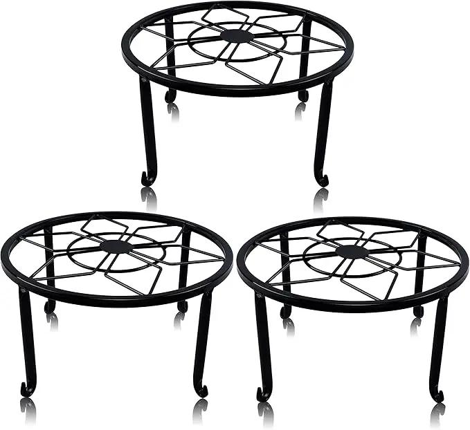 yosager 3 Pack Metal Plant Stands for Flower Pot, Heavy Duty Black Iron Potted Stand Holder, Indoor Outdoor Rustproof Metal Planter Container Round Supports Display Rack for Home & Garden Decor by GreenHaven Gardens