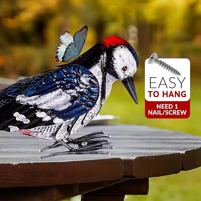 Shefio Woodpecker Gifts - Metal Woodpecker Yard Art - Handmade Outdoor Decor - Backyard & Garden Gifts by GreenHaven Gardens