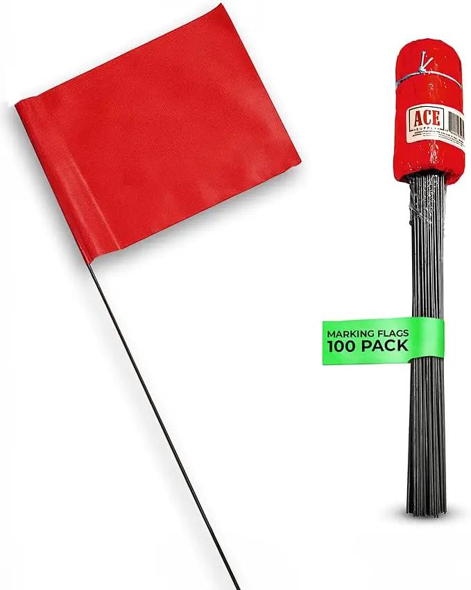 Red Marking Flags 100 Pack - 4x5x15 Inch Red Flags for Yard - Markers For Lawn, Irrigation, Landscaping, Survey & Sprinkler Head Marking by GreenHaven Gardens