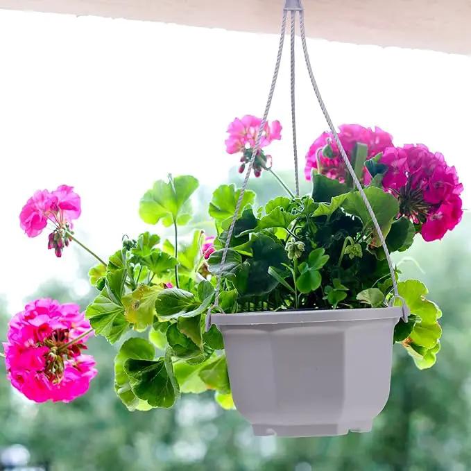 Roshtia 24 Pcs Hanging Plastic Planter Pot with Hook Flower Pots Baskets Hanging Nursery Planter Holder for Outdoor Indoor Plant Garden(Ceramic White,6.7 Inch) by GreenHaven Gardens