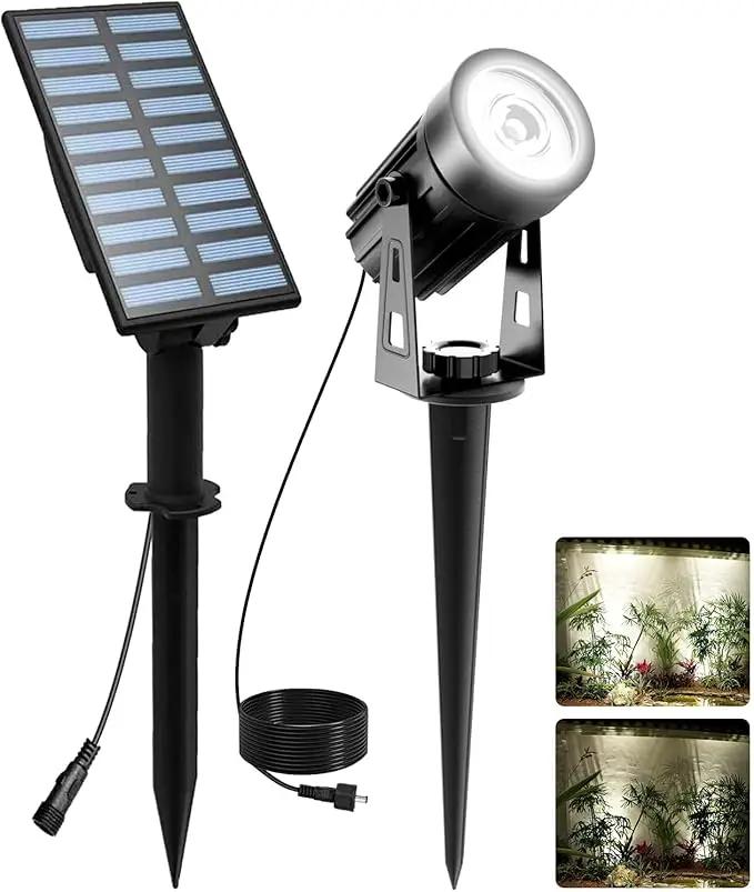 T-SUNUS Solar Landscape Spotlights, Solar Garden Spot Lights IP65 Waterproof 9.8ft Cable, 2000mAh Separated Solar Panel, Auto On/Off for Garden Driveway Pathway Pool Area (White 6000K) by GreenHaven Gardens