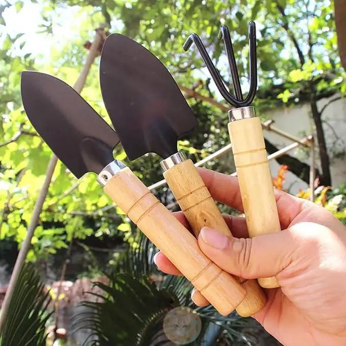 Garden Tools Set-Garden Rake Trowel, Small Succulent Plant Transplant Trowel Set,3 Piece Mini Premium Gardening Hand Kit,1 Narrow Shovel,1 Wide Shovel and 1 Garden Tools Set Gift for Older and Kids by GreenHaven Gardens