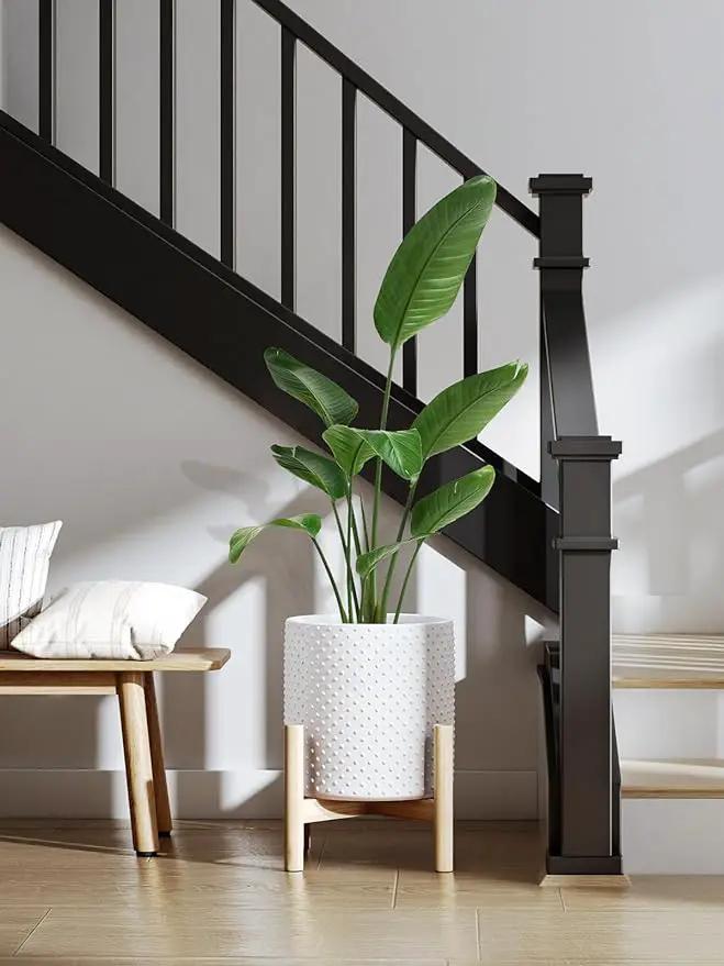 LE TAUCI 6+8+10 Inch Plant Pots Indoor, Ceramic Planter Pots for Plants, Raised Dots Flower Pots Indoor for Home and Office, Mid-Modern Century Pots Indoor with Drainage Hole and Silicone Plug, White by GreenHaven Gardens