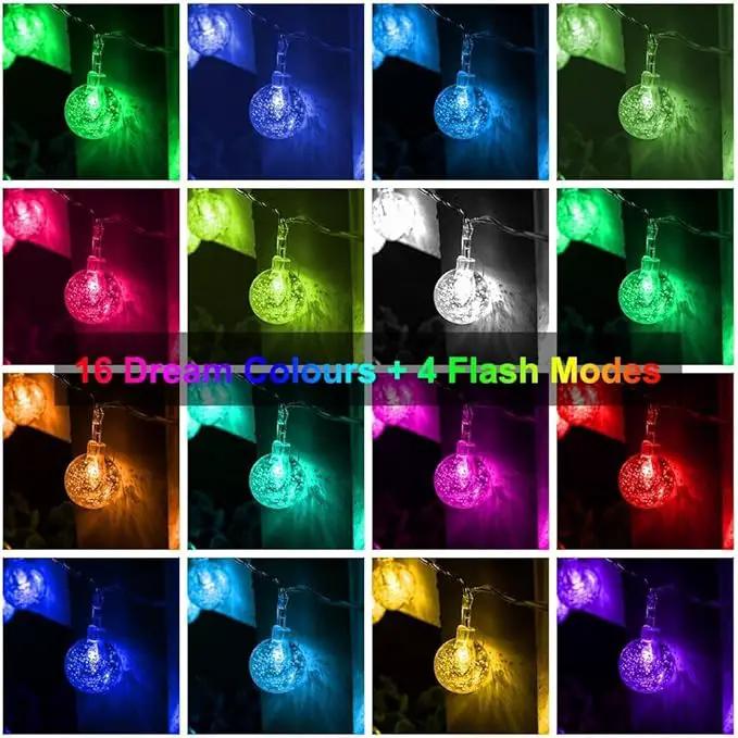 Coloured Globe String Lights Battery Operated,1 Pack 26.2FT 60 LED 16 Colour Changing Water Proof Crystal Ball Outdoor String Lights with Remote Control for Home, Patio,Party,Garden ,Christmas,Easter by GreenHaven Gardens