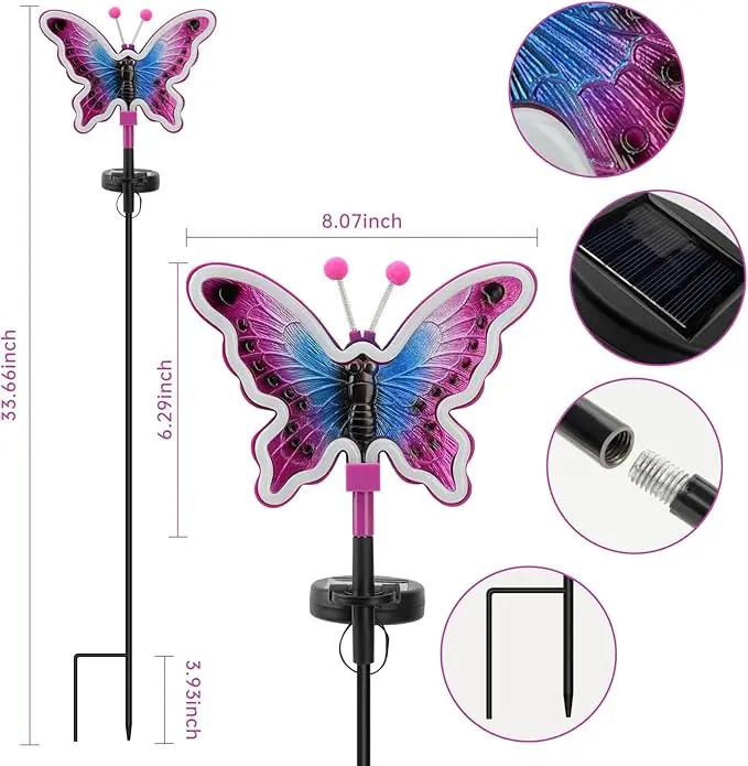 Butterfly Solar Lights, Solar Butterfly Outdoor Light, Garden Decor,Neon Butterfly Garden Lights for Outside, Yard, Pathways,Patio, Lawn, or Landscaping Decor (Amaranth, 2 Pack) by GreenHaven Gardens