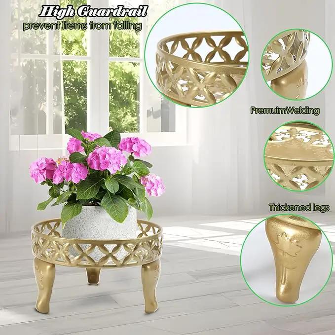 Gold Plant Stand, Metal Plant Stands Outdoor, Anti-Rust Iron Planter Stands for Indoor Plants, Round Flower Pot Stands Plant Shelf, Display Shelves Potted Plant Holders for Home Patio Decor by GreenHaven Gardens