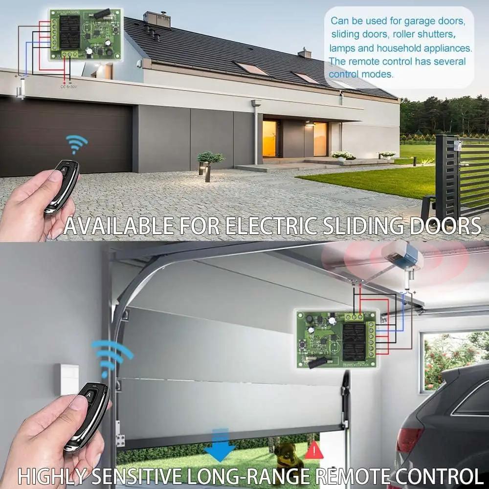 QIACHIP 12V 24V Wireless RF Remote Control Relay Switch Universal 2 Ch 433MHz Receiver Momentary or Toggle Switch with 2 Transmitters for Garage Door Openers LED Lights Motor Curtain by GreenHaven Gardens