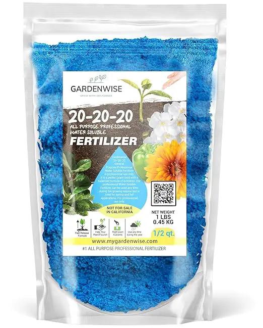 20-20-20 Water-Soluble Fertilizer – Powder for Liquid Plant Food for Indoor & Outdoor Plants, Orchids, Vegetables, Lawns, Flowers – 20 20 20 Fertilizer 1/2 Quart (1 lb) by GreenHaven Gardens