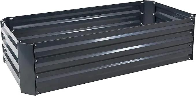 Sunnydaze 11.75" H Raised Metal Garden Bed - Galvanized Raised Garden Bed Outdoor for Vegetables and Flowers - Dark Gray - 4' x 2' Rectangle by GreenHaven Gardens