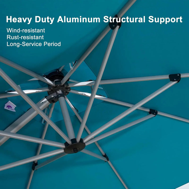 PURPLE LEAF 11 Feet Patio Umbrella Outdoor Round Umbrella Large Cantilever Umbrella Windproof Offset Heavy Duty Sun for Garden Deck Pool Patio, Turquoise Blue by GreenHaven Gardens