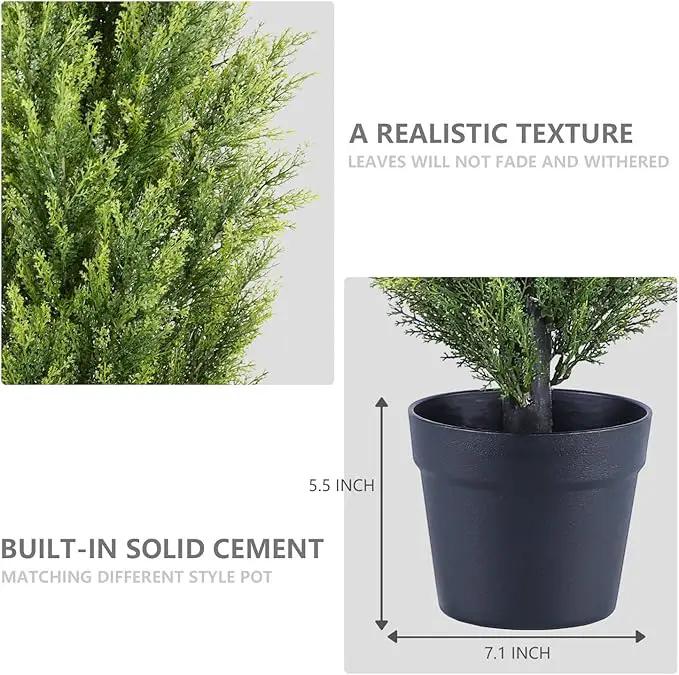 THE BLOOM TIMES 3ft Topiary Trees Artificial Outdoor 2 Pack – UV Resistant Faux Cedar Pine Cypress Bushes and Shrubs, Fake Potted Plants for Front Porch Outside Planter Patio Decor, Set of 2 (3 Foot) by GreenHaven Gardens
