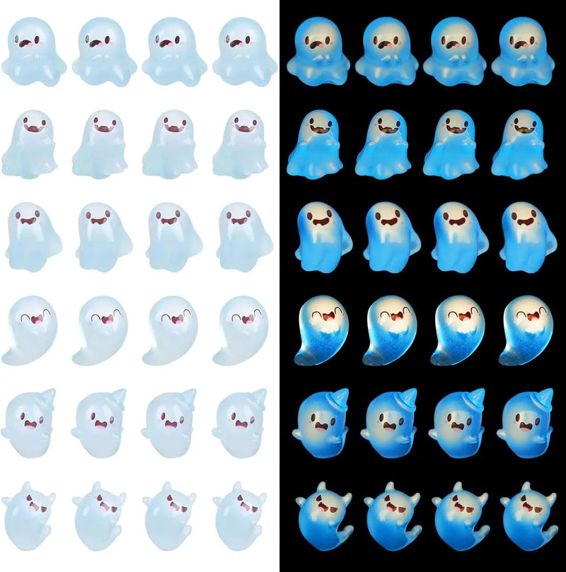KIMOBER 24PCS Mini Luminous Ghost Miniature Figurines,Assorted Spooky Glow in Dark Resin Ghost Tiny Elf Figures for Fairy Garden Micro Landscape Decor Cake Topper Halloween(Assorted Ghost) by GreenHaven Gardens