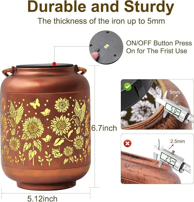 2-Pack Birthday Gifts for Women Mom Grandma Solar Lanterns Outdoor Waterproof Hummingbird Garden Decor Hanging Metal Lights Outside for Yard,Patio,Backyard,Porch by GreenHaven Gardens
