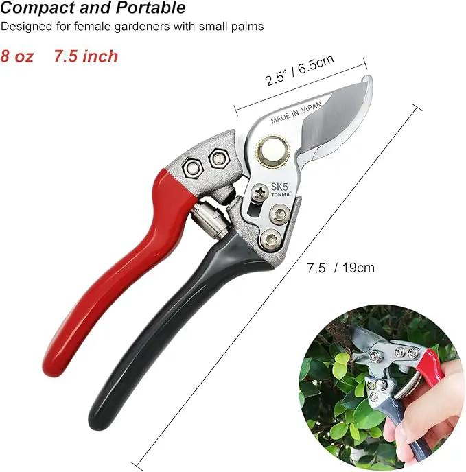TONMA Pruning Shears [Made in Japan] Professional 7.5 Inch Premium Plant Garden Scissors Secateurs with Ergonomic Handle, Bypass Hand Pruners Branch Gardening Clippers for Plants by GreenHaven Gardens