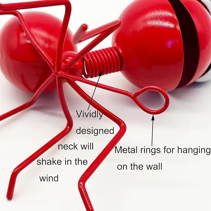 Metal Yard Art Garden Decor Cute Ant Outdoor Wall Sculptures Patio Lawn Ornament Fence Decoraions - Set of 4 Red by GreenHaven Gardens