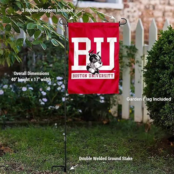 College Flags & Banners Co. Boston Terriers Garden Flag with Pole Stand Holder by GreenHaven Gardens