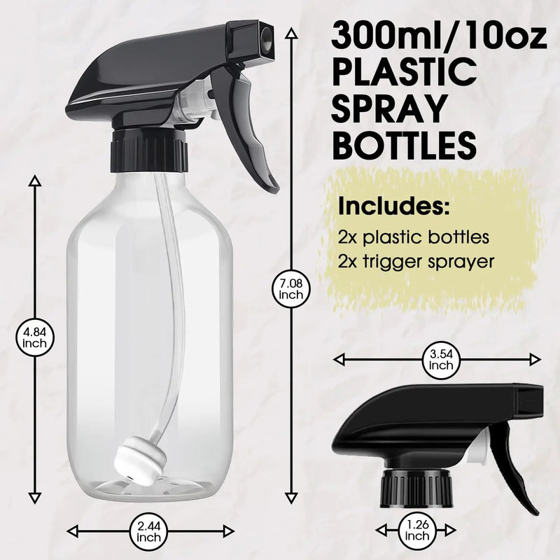 2 Packs Plastic Spray Bottles 360°Water Spray Bottle for Cleaning - 10 oz/300 ml Upside Down Spray Bottle Refillable Small Squirt Bottle with Adjustable Nozzle for Hair, Cooking, Plant, Pet (Brown) by GreenHaven Gardens