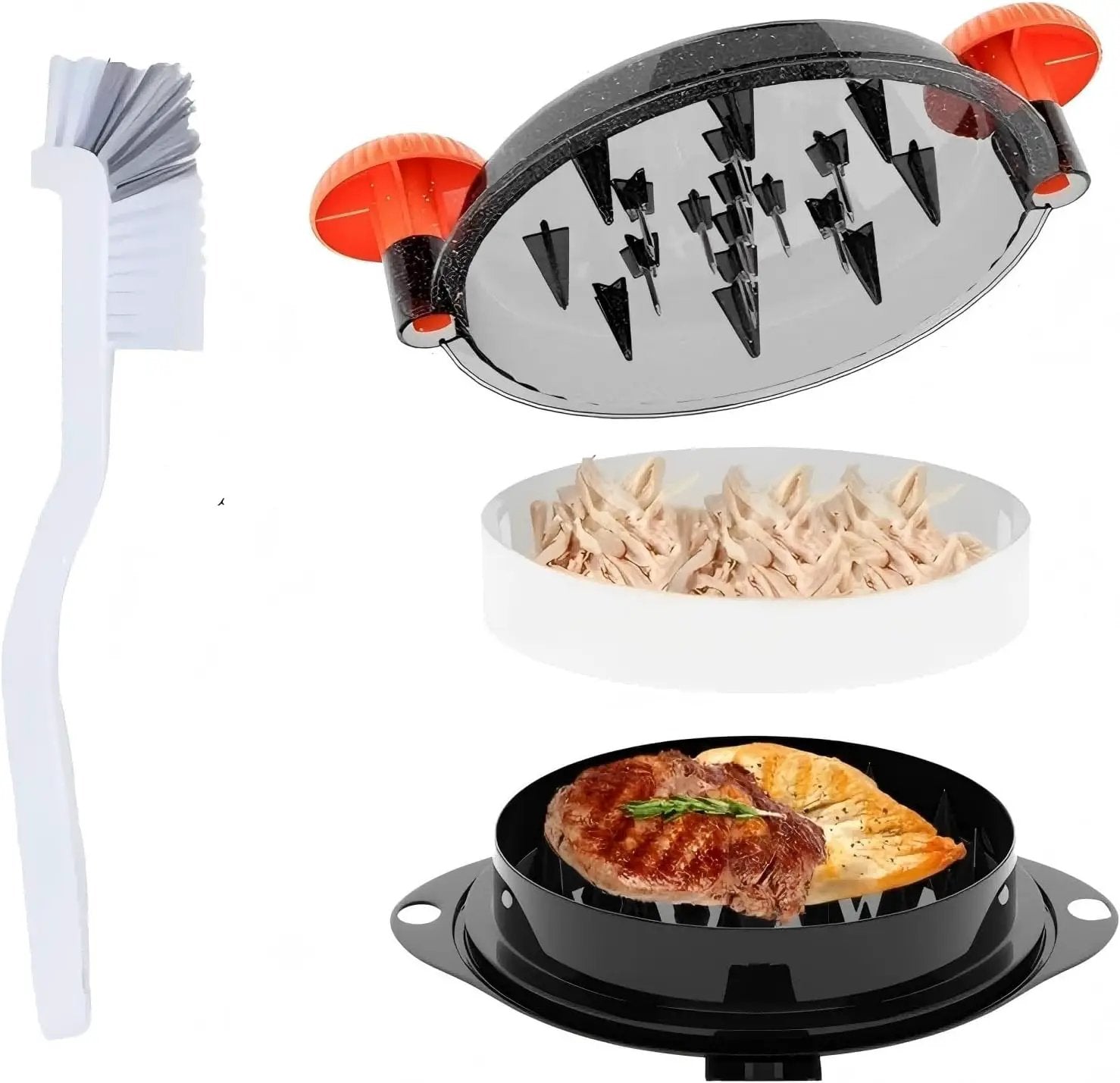 Chicken Shredder Meat Shredder Tool Twist Chicken Breast Shredder Large-Shredding Tools Chicken Breast, Pulled Pork, Beef with Stainless Steel Spikes (Orange & Black) by GreenHaven Gardens