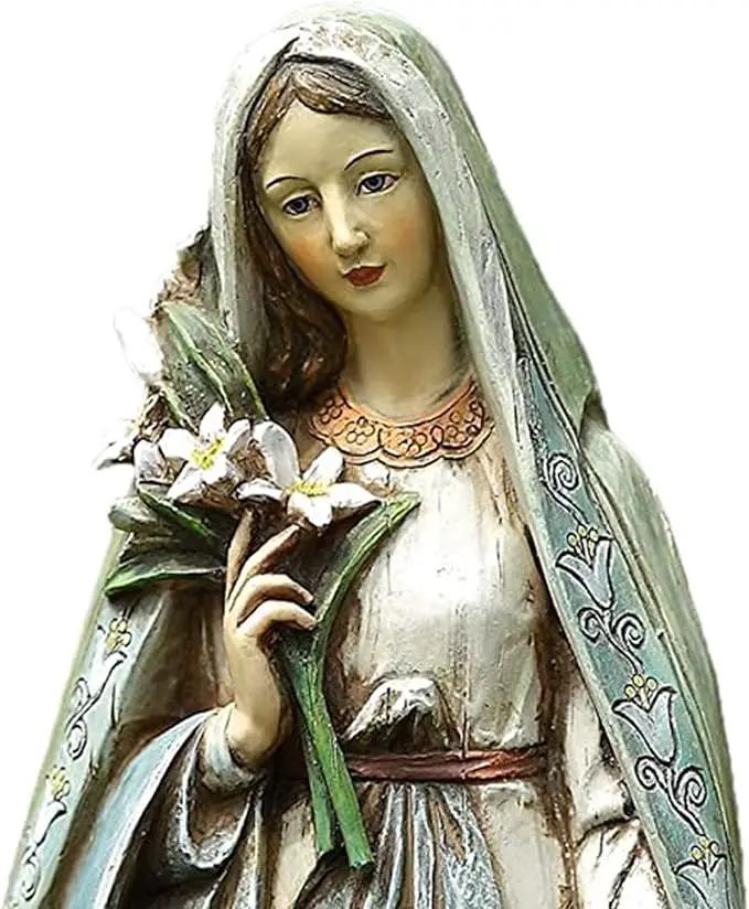 Blessed Virgin Mary Mother Madonna Lilies Garden Statue by GreenHaven Gardens