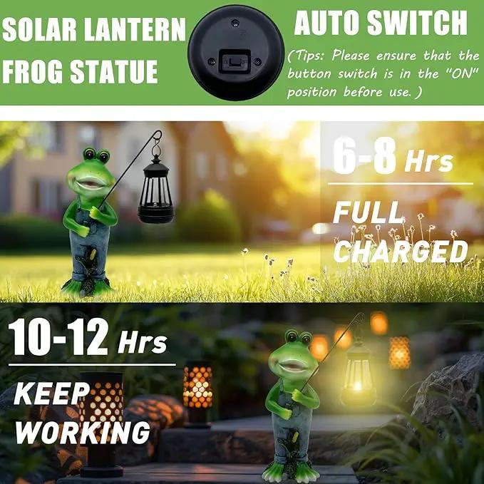 Solar Lantern Garden Statues Decor, Outdoor Frog Figurine Lights for Yard Patio Decoration - Unique Christmas Housewarming Gift for Grandma Wowen Mom by GreenHaven Gardens