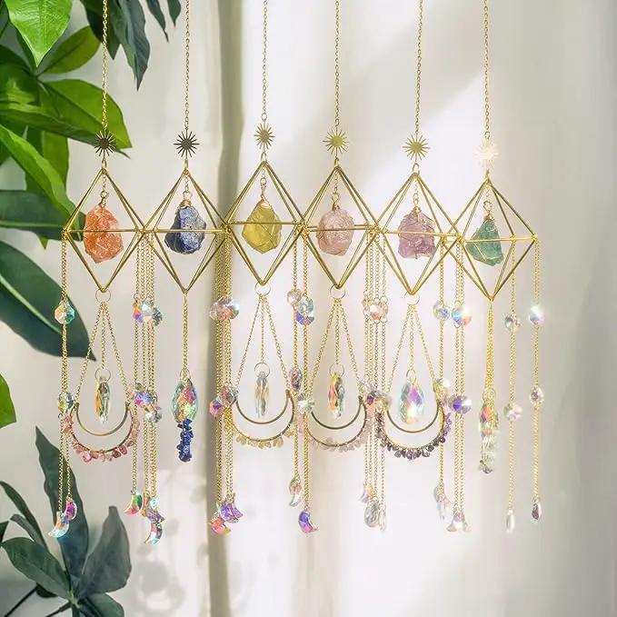 Citrine Crystal Suncatchers Boho Decor, Light Catcher Hanging, Unique for Moms, Glass Rainbow Maker, Crystal Window Hanging, Natural Gemstone (Citrine) by GreenHaven Gardens