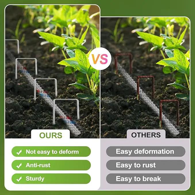 30 Pcs Galvanized Landscape Staples Metal Garden Stakes Heavy Duty for Ground Cover, U-Shaped Pins Yard Stakes Weed Barrier Fabric, Garden Hose, Drip Irrigation, 1 inch*(6+4 inch) by GreenHaven Gardens