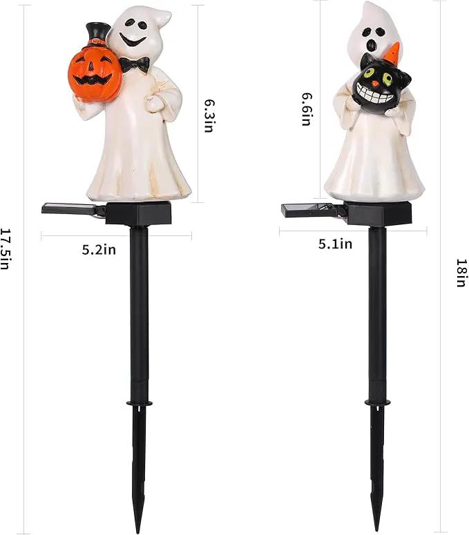 Halloween Decorations – Set of 2 Solar-Powered Ghost Decor with LED Lights, Weather-Resistant Outdoor Lighting for Garden, Pathways, and Parties by GreenHaven Gardens