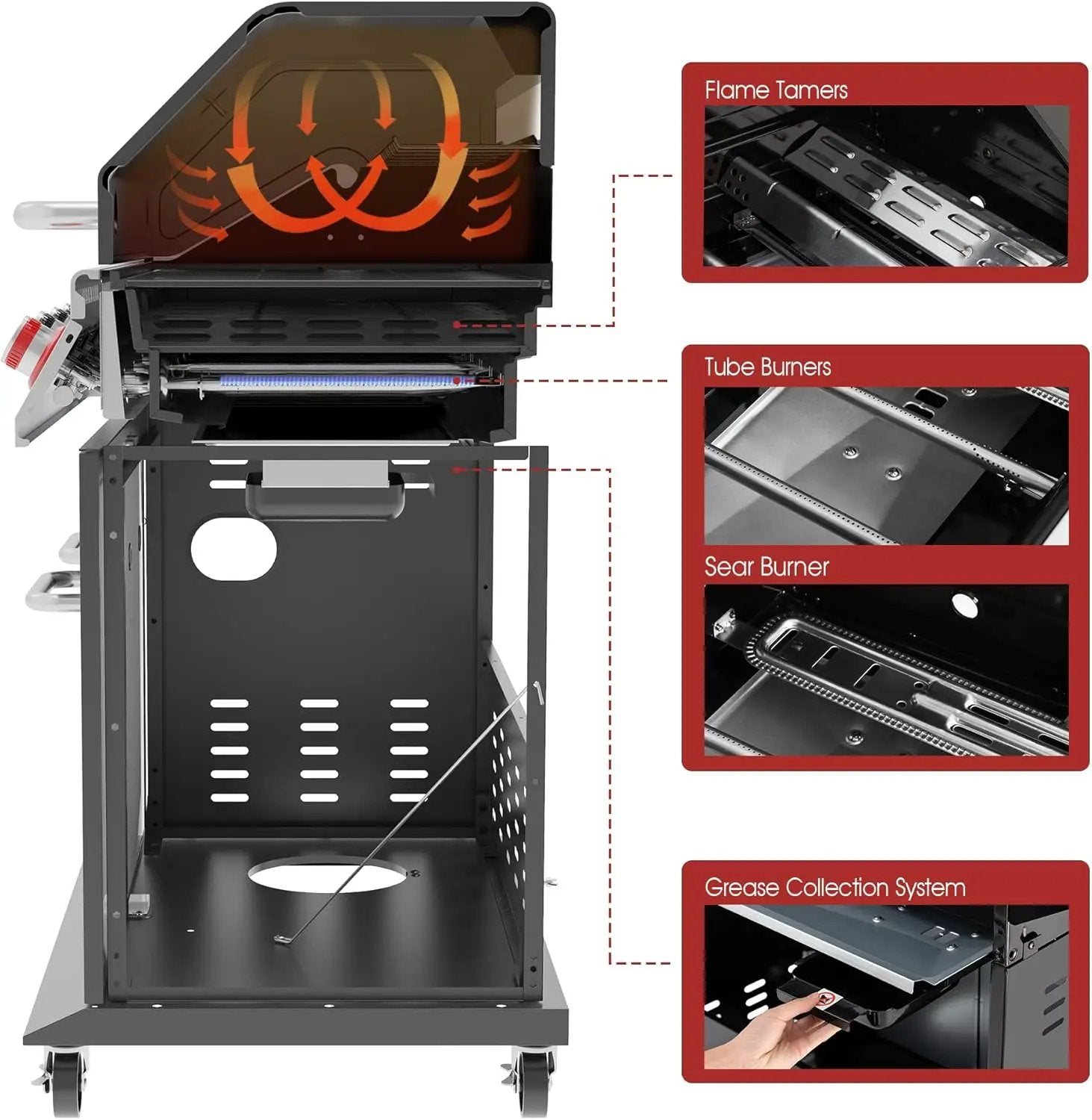 Royal Gourmet GA5404H 5-Burner Propane Gas Grill with Side Burner & Warming Rack, Outdoor BBQ Grill with 64,000 BTUs Output & 738 Sq. in. Cooking Area for Outdoor Barbecue, Black by GreenHaven Gardens