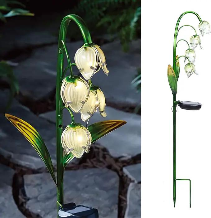 VCUTEKA Solar Garden Decor Stake Outdoor Light Glass Flower Stake for Yard Lawn Decor Backyard Decorations by GreenHaven Gardens