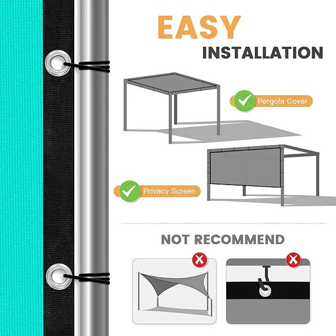 VICLLAX Shade Fabric Sun Shade Cloth with Every 2 FT Grommets for Patio Garden Pergola Cover Canopy 7x16 FT, Turquoise by GreenHaven Gardens