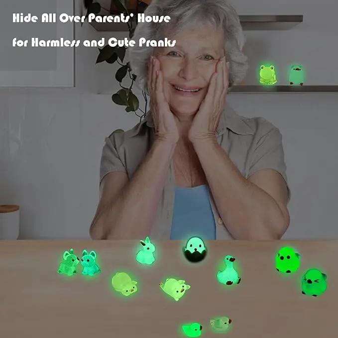 Luminous Mini Resin Animals 50 Pcs Tiny Animals to Hide Around The Office Home Mini Ducks Tiny Frogs Small Birds Little Rabbits Glow in The Dark for Crafts Fairy Garden Accessories by GreenHaven Gardens