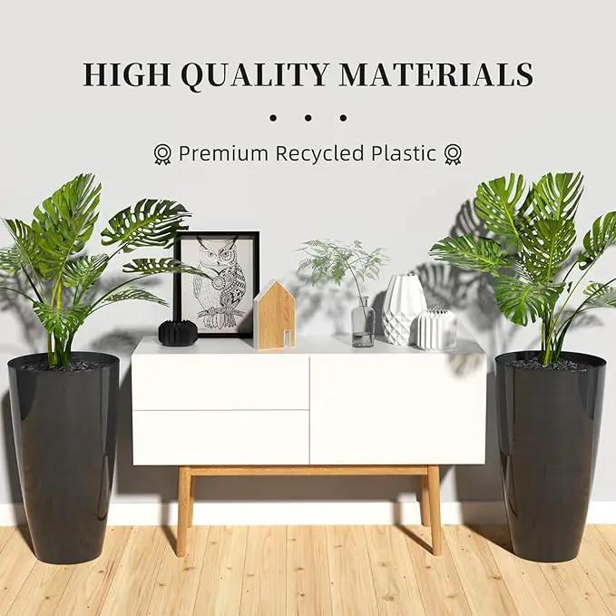 QCQHDU 21 inch Tall Planters for Indoor & Outdoor Plants, 2 Pack Sturdy Plant-Flower-Tree Pots for Front Porch Patio Deck Living Room Decor by GreenHaven Gardens