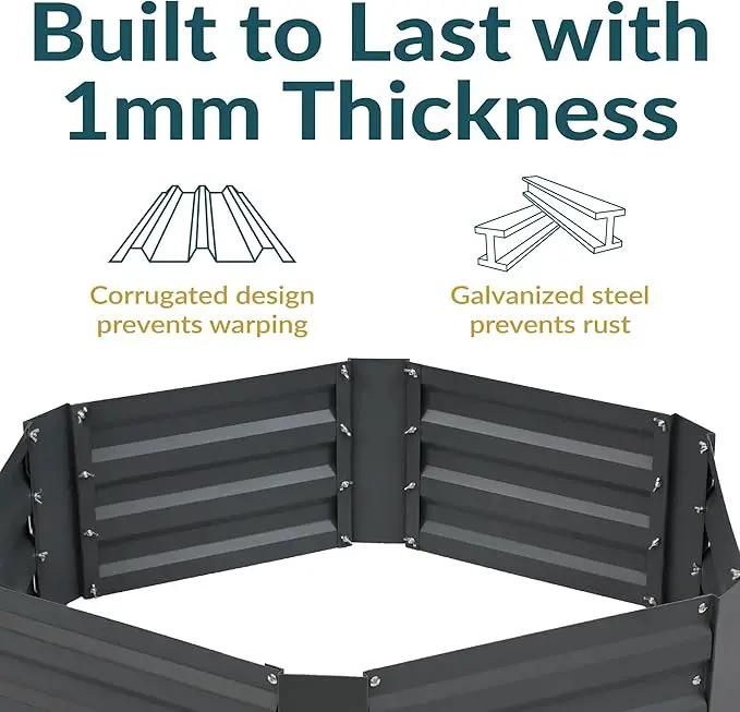 Sunnydaze Galvanized Raised Garden Bed - Metal Raised Bed for Gardening - Outdoor Planter Box for Flowers, Plants, and Vegetables - Gray - 12.25" Hexagon by GreenHaven Gardens