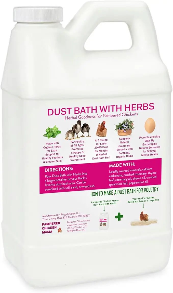 20.5 lb Pampered Chicken Mama Dust Bath with Organic Herbs & Essential Oils for Chickens, Quail, & Poultry | Dust Bath for Chickens to Keep Feathers Clean & Healthy by GreenHaven Gardens