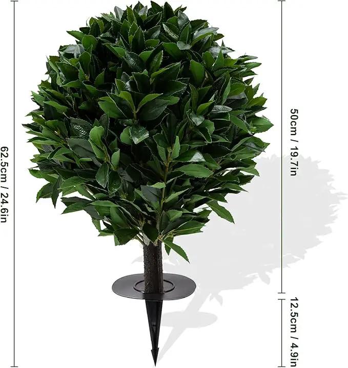 24" Outdoor Evergreens in Outdoor Artificial Shrub Potted Plant Plant for Indoor Porch of Home and Office 2 Pieces a Set Topiary Trees Faux Boxwood with Spike. Easy to Push in The Ground by GreenHaven Gardens