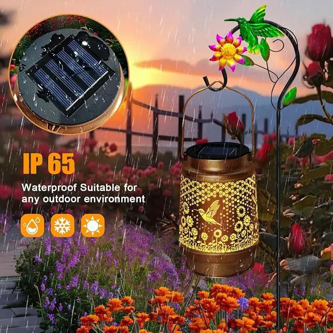 2 Pack Solar Lanterns Outdoor Decor - Perfect Gifts for Mom Women Grandma, Solar Powered Hummingbird Sunflower Lantern with 8-Hour Runtime, Waterproof & Easy to Use for Garden, Patio, Yard by GreenHaven Gardens