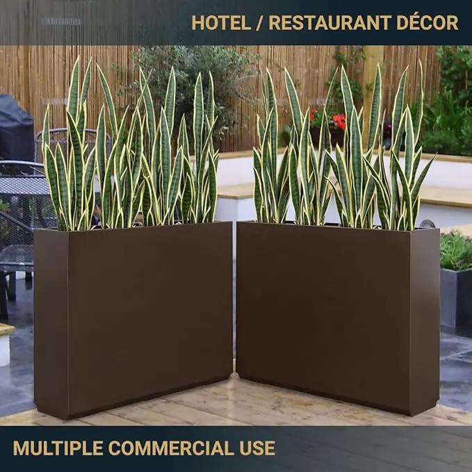 Metallic Heavy Planter for Outdoor Plants, 38Lx10Wx30H Inches Tall and Long Metal Divider Planter Box for Outside & Indoor, No Assembly Required (Espresso) by GreenHaven Gardens