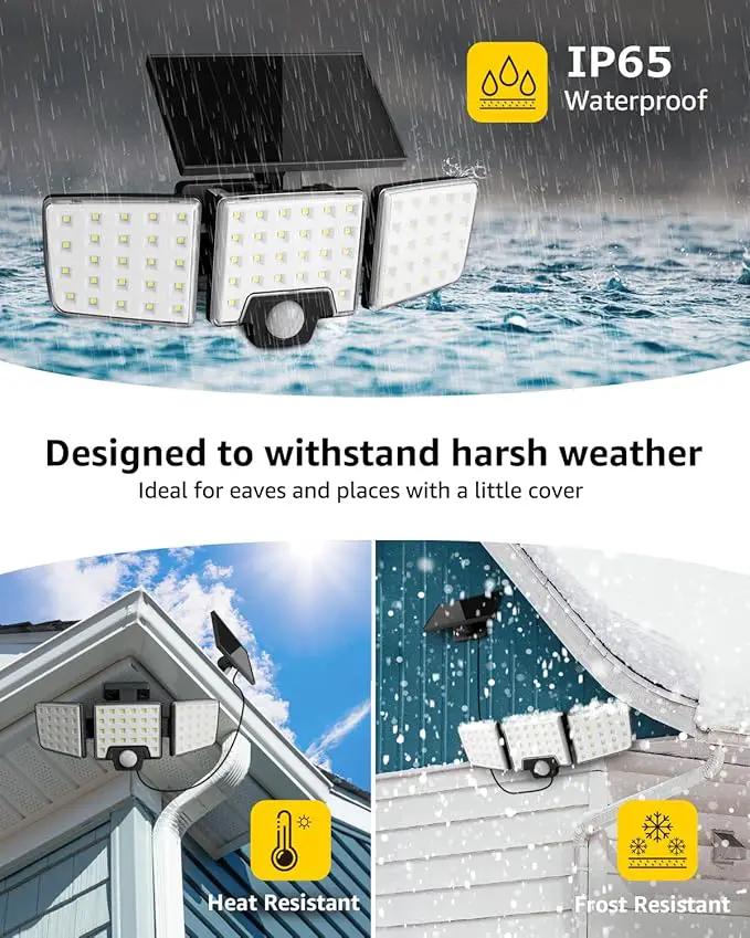Lepro Solar Security Lights - Outdoor Motion Sensor, 2 in 1 Remote Control, IP65 Waterproof, 2 Light Modes, 3 Head Solar Floodlight for Garden, Yard, Garage by GreenHaven Gardens