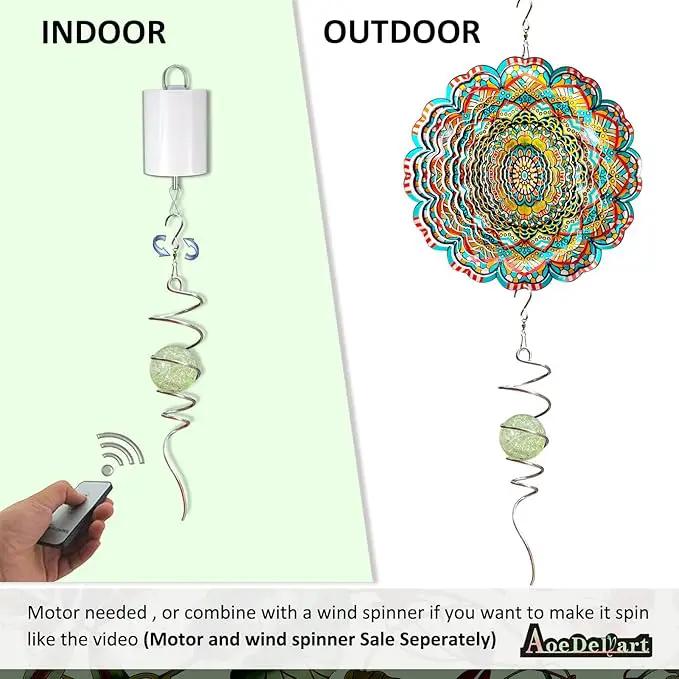 Glow in The Dark Wind Spinner Tail Gazing Ball Spiral Decorative Spiral Tail Wind Spinner Stabilizer Sun Catcher,Indoor Outdoor Hanging Art Garden Decoration Wind Sculpture Stabilizer-13in by GreenHaven Gardens